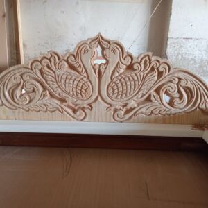 Twin Swan Ornamental Wood Carving