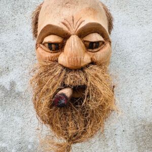 Artisan Coconut Husk Elder Face Wall Art