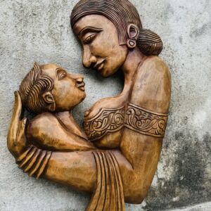 Eternal Mother’s Embrace Wooden Wall Sculpture