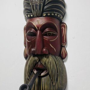 Premium Ethnic Warrior Wooden Face Sculpture