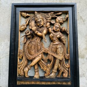 Traditional Krishna & Radha Wooden Wall Art